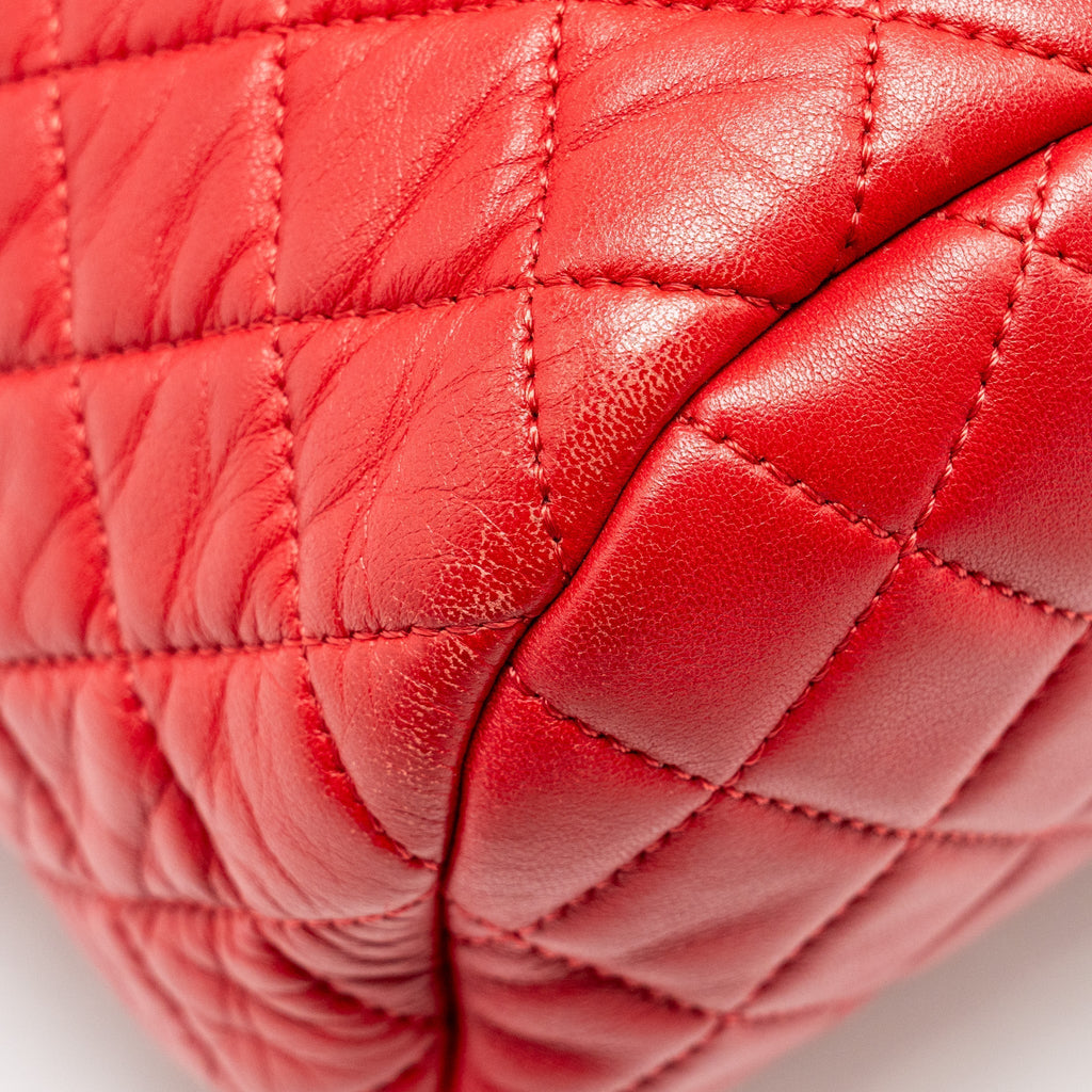 SMALL URBAN SPIRIT QUILTED BACKPACK LAMBSKIN RED LGHW