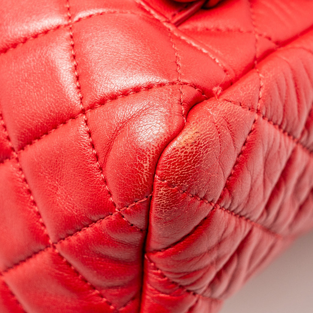 SMALL URBAN SPIRIT QUILTED BACKPACK LAMBSKIN RED LGHW