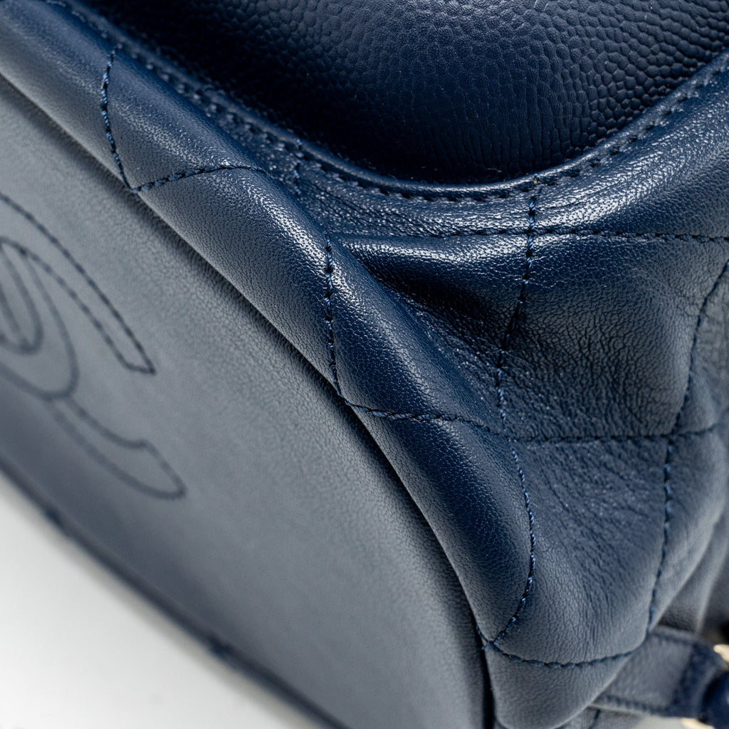 DRAWSTRING BACKPACK LAMBSKIN/GRAINED CALFSKIN DARK BLUE LGHW