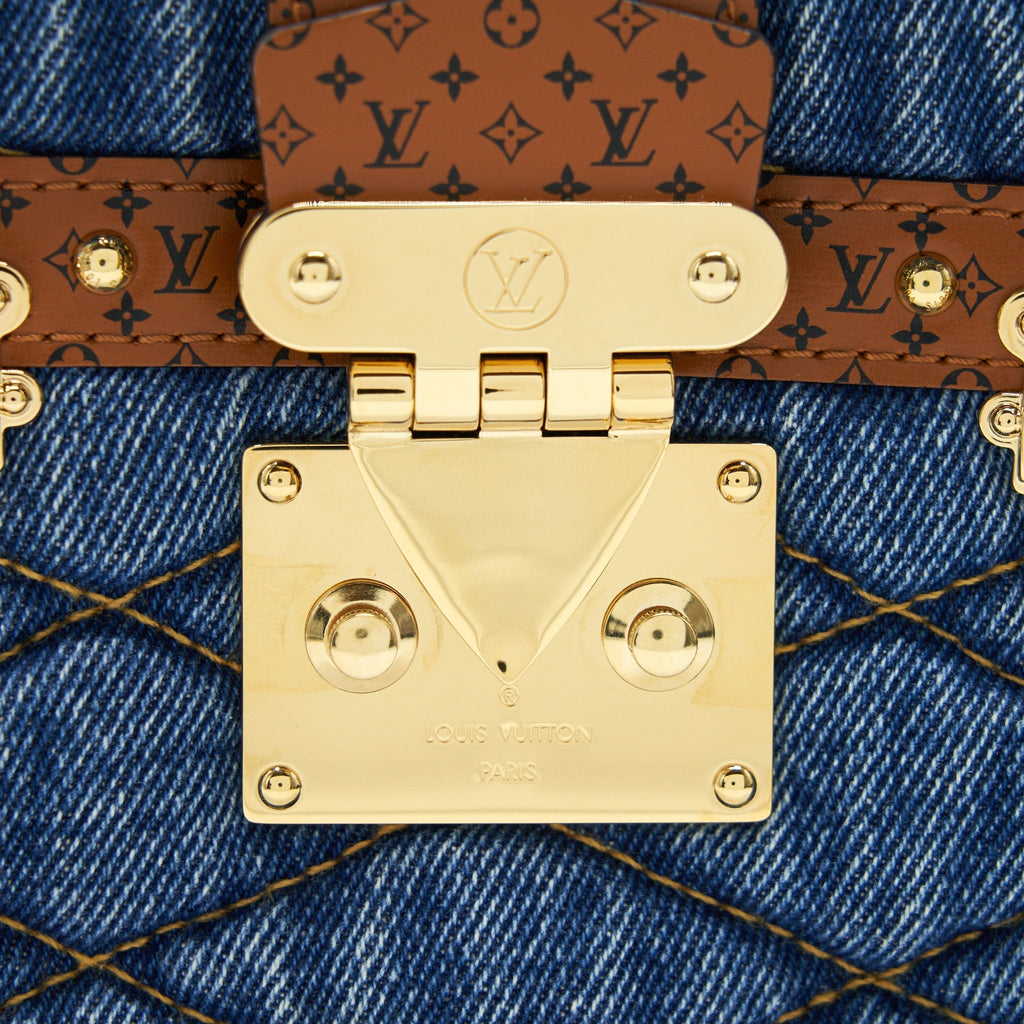 TRUNK CLUTCH MALLETAGE DENIM WITH MONOGRAM LEATHER