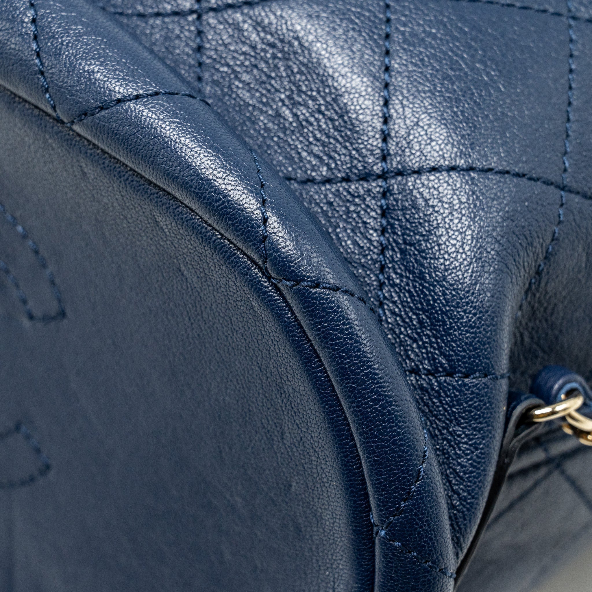 DRAWSTRING BACKPACK LAMBSKIN/GRAINED CALFSKIN DARK BLUE LGHW