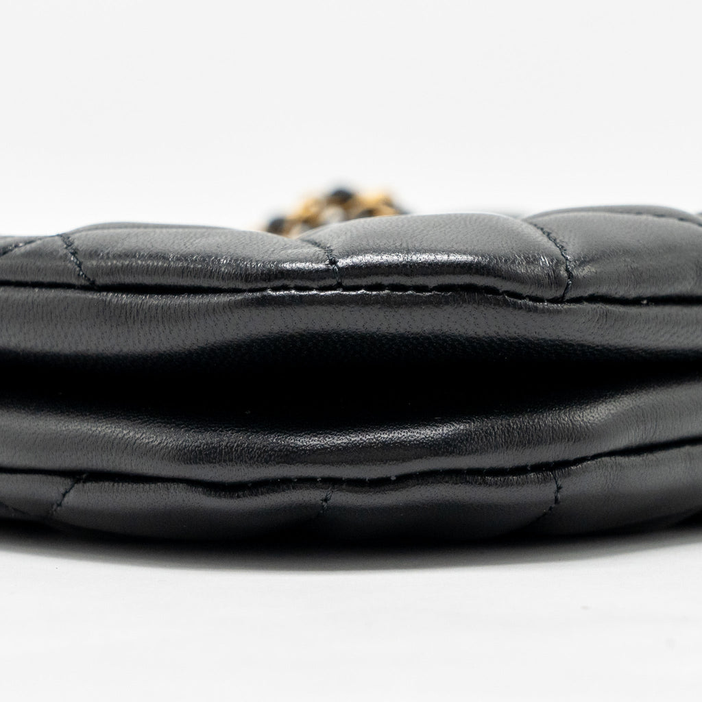 24C QUILTED SMALL MESSENGER BAG BLACK LAMBSKIN GHW (MICROCHIP)