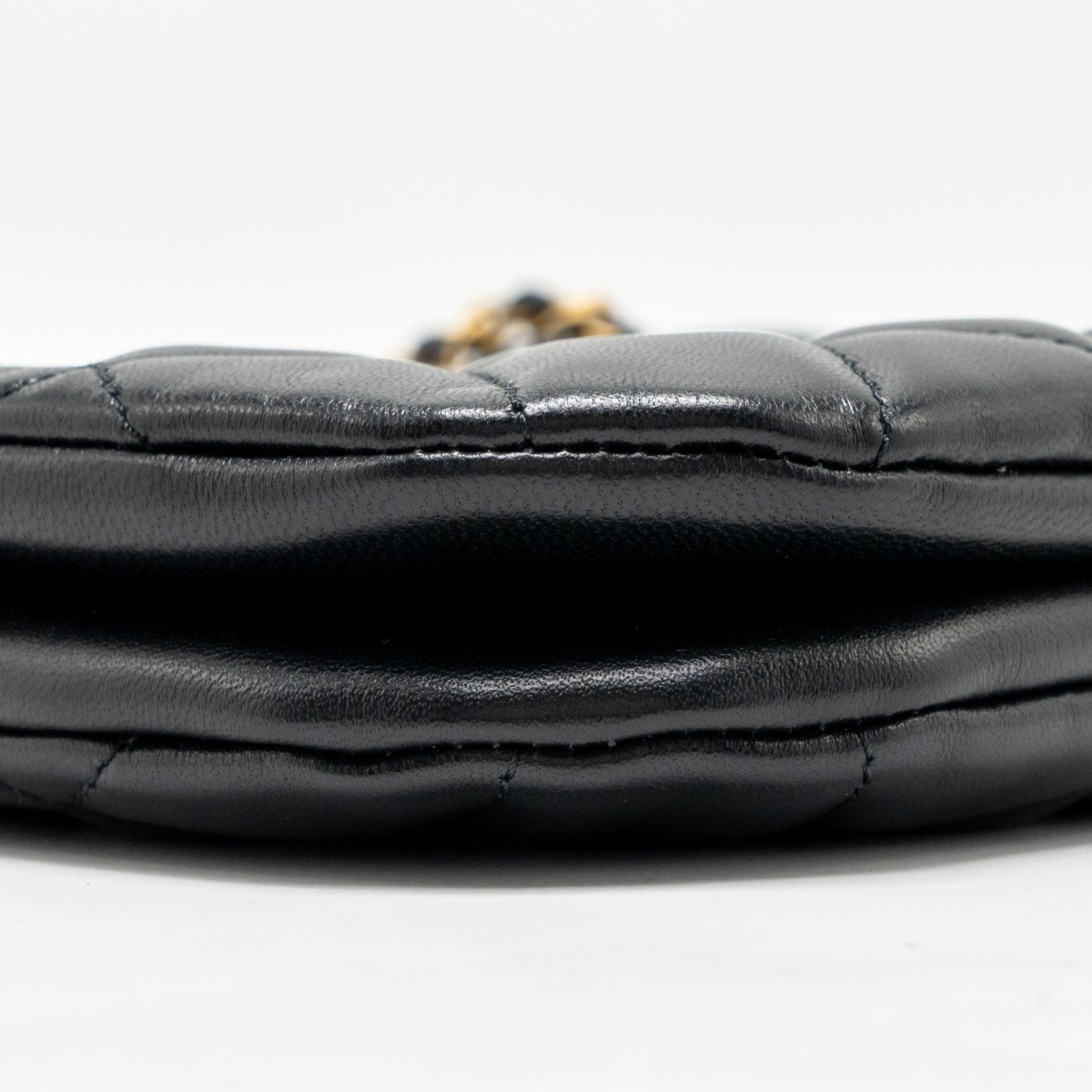 24C QUILTED SMALL MESSENGER BAG BLACK LAMBSKIN GHW (MICROCHIP)