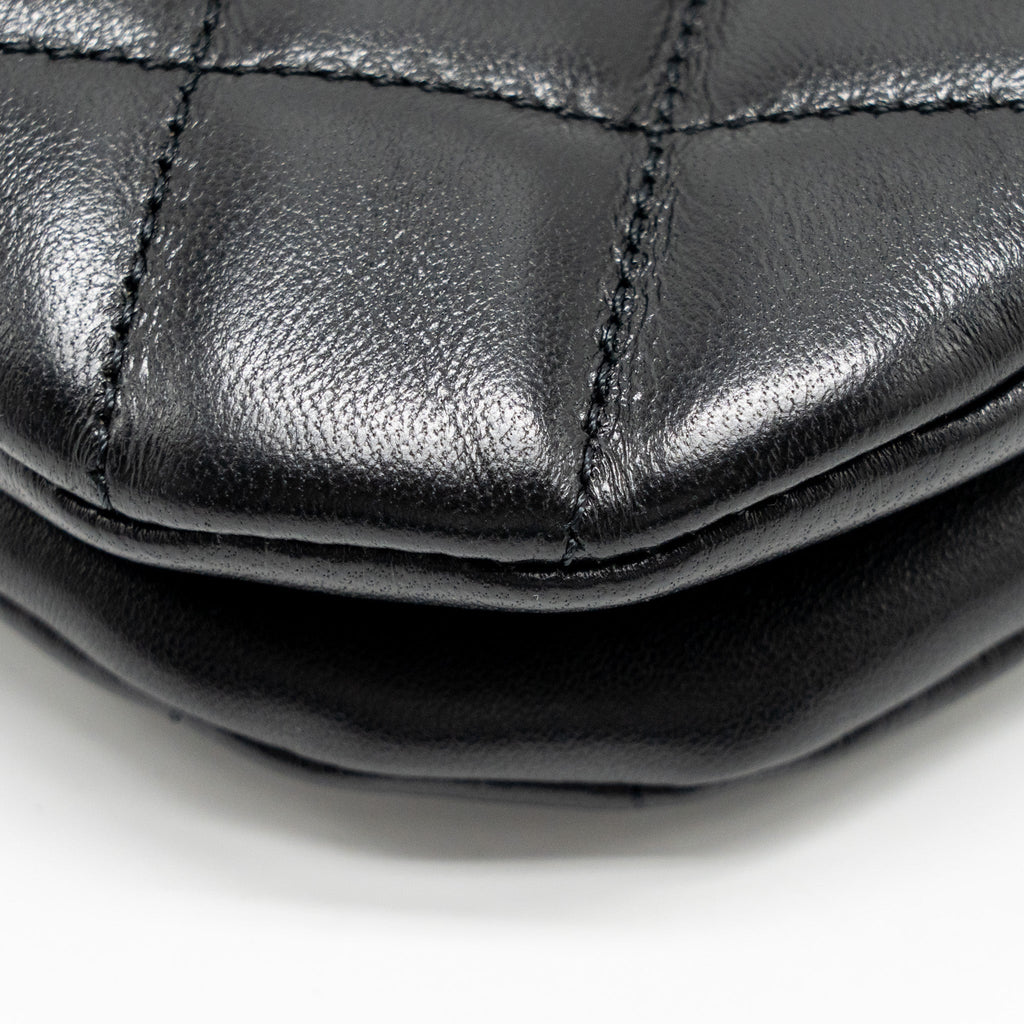 24C QUILTED SMALL MESSENGER BAG BLACK LAMBSKIN GHW (MICROCHIP)