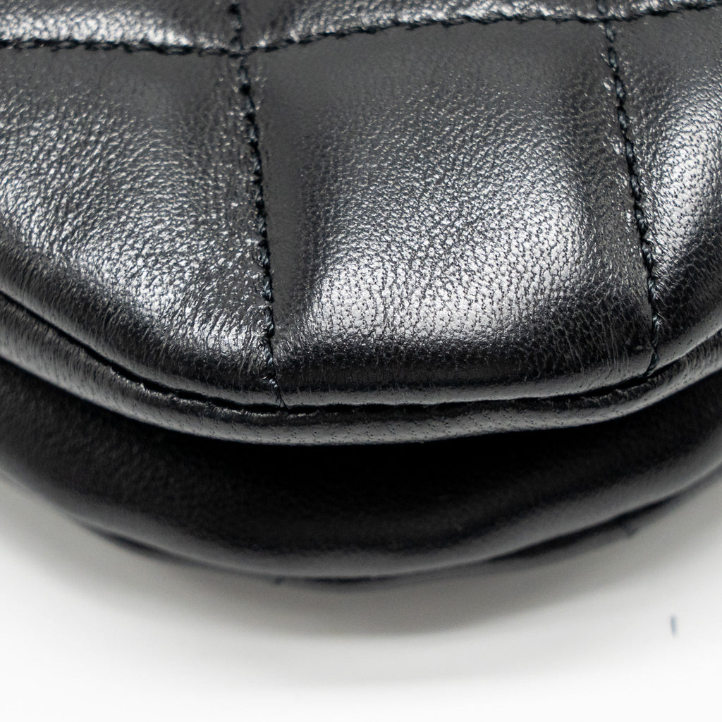 24C QUILTED SMALL MESSENGER BAG BLACK LAMBSKIN GHW (MICROCHIP)