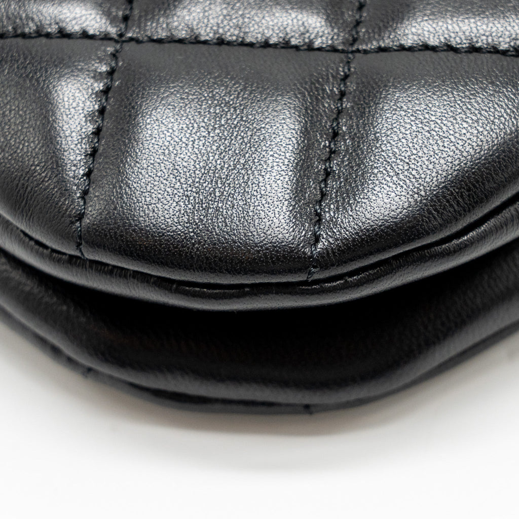 24C QUILTED SMALL MESSENGER BAG BLACK LAMBSKIN GHW (MICROCHIP)