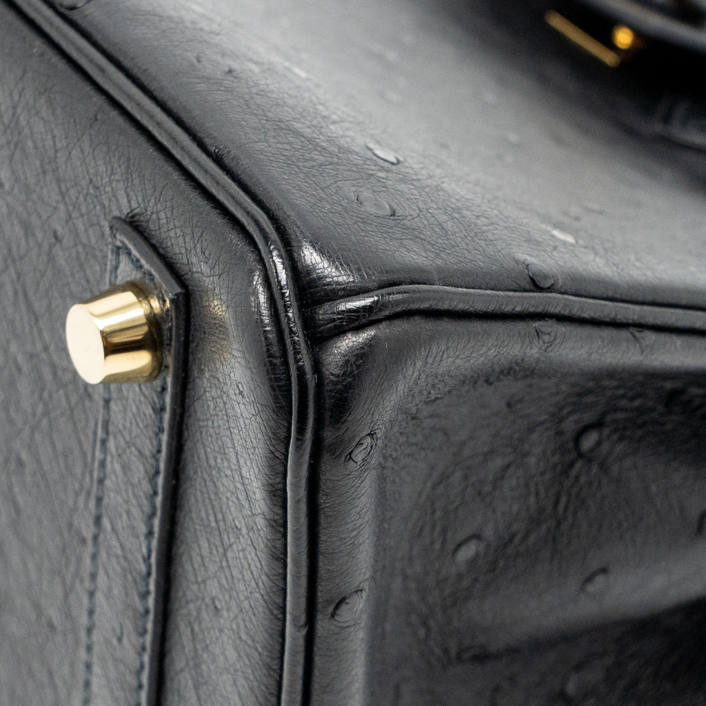 HERMES BIRKIN 25 OSTRICH BLACK GHW