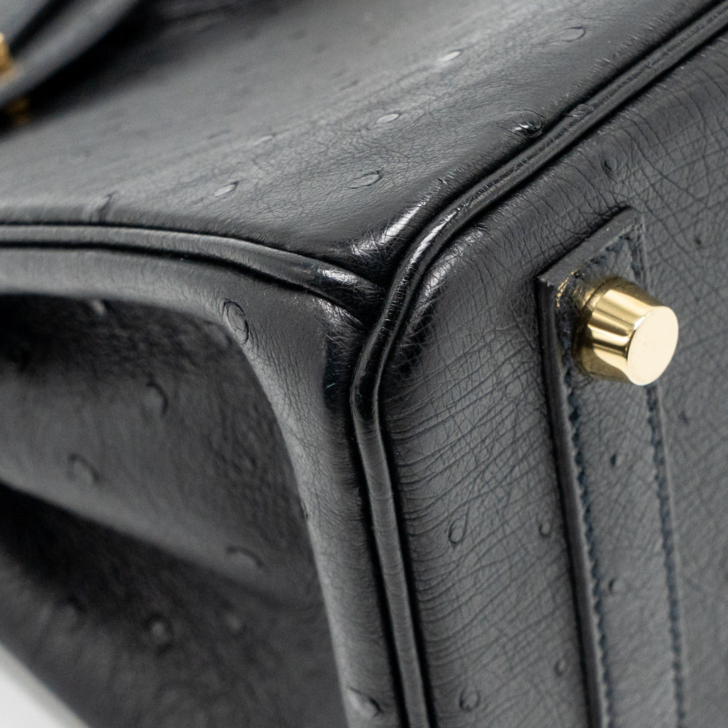 HERMES BIRKIN 25 OSTRICH BLACK GHW