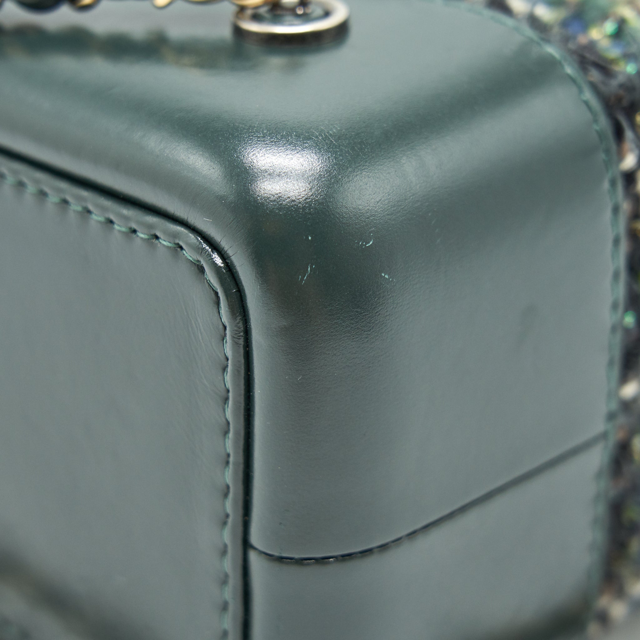 GABRIELLE TWEED BACKPACK DARK GREEN