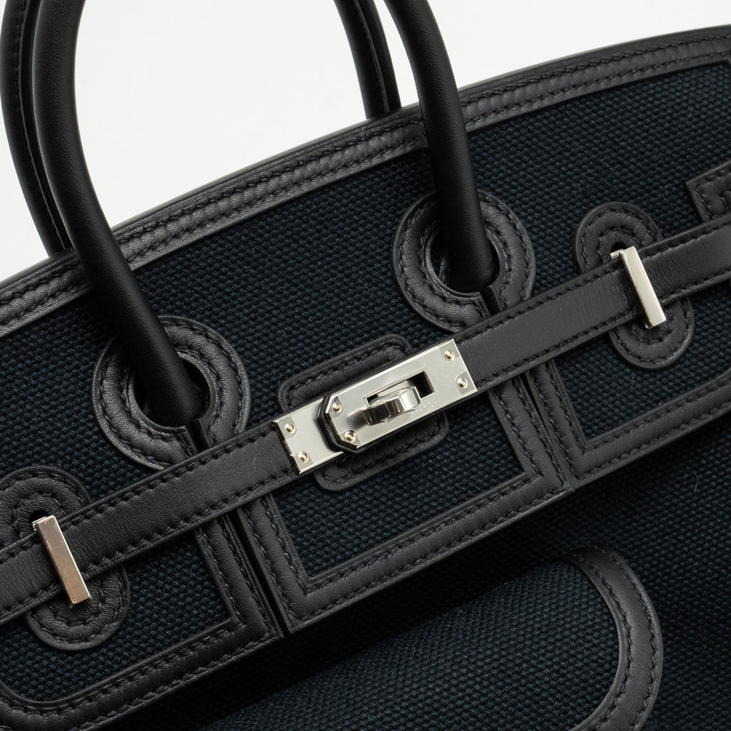 HERMES BIRKIN 25 CARGO CANVAS TOILE GEOLAND / SWIFT BLACK SHW