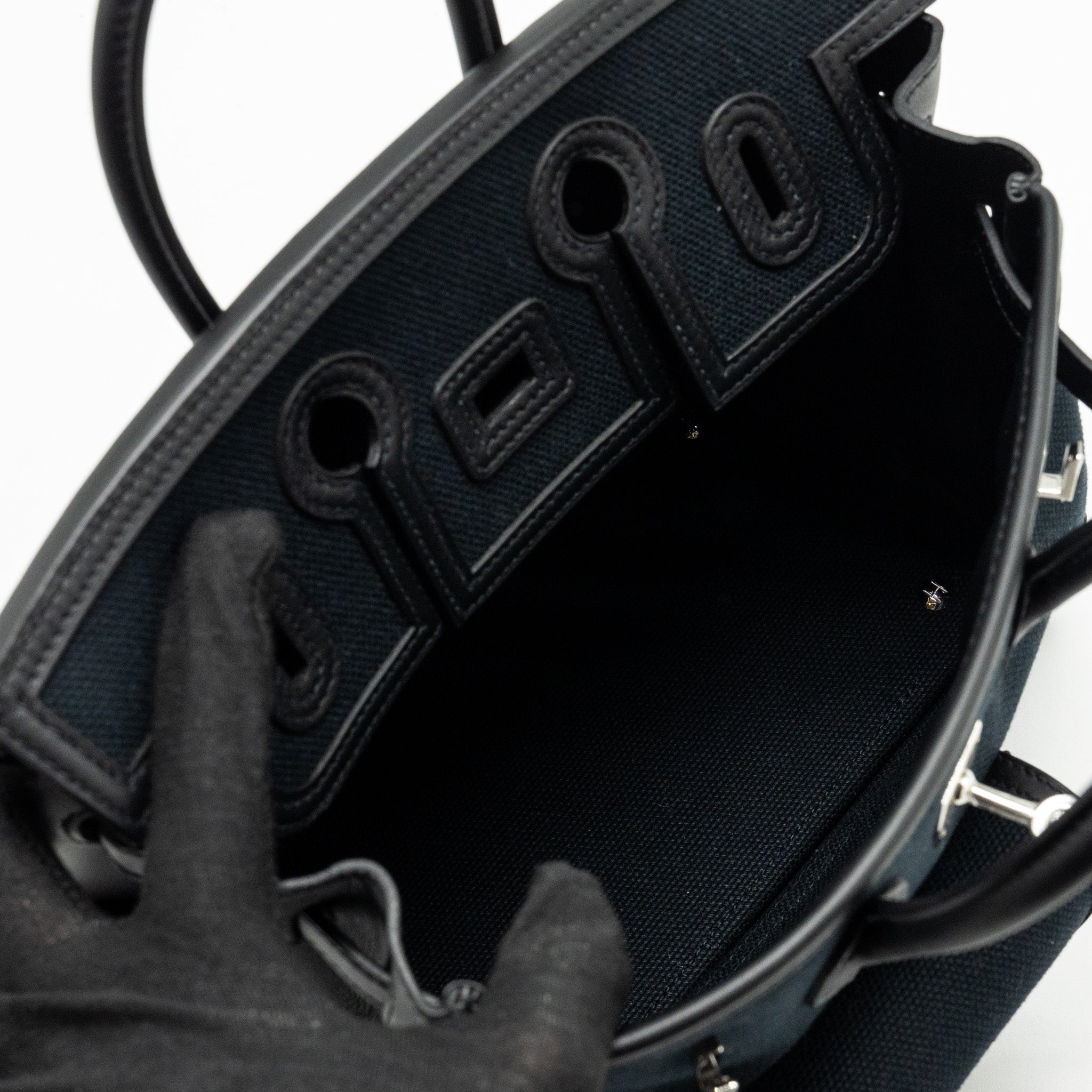 HERMES BIRKIN 25 CARGO CANVAS TOILE GEOLAND / SWIFT BLACK SHW