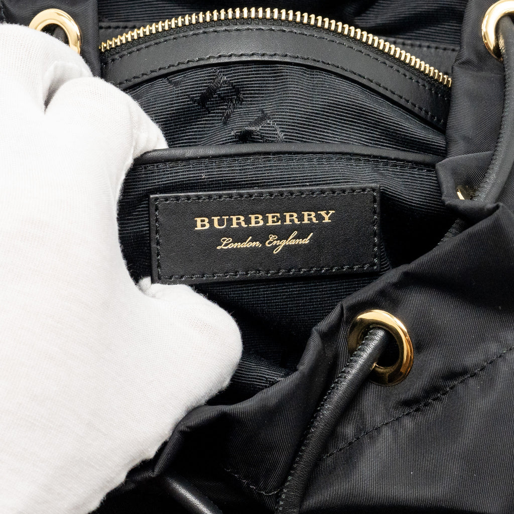 MEDIUM RUCKSACK BACKPACK NYLON BLACK/CARAMEL GHW