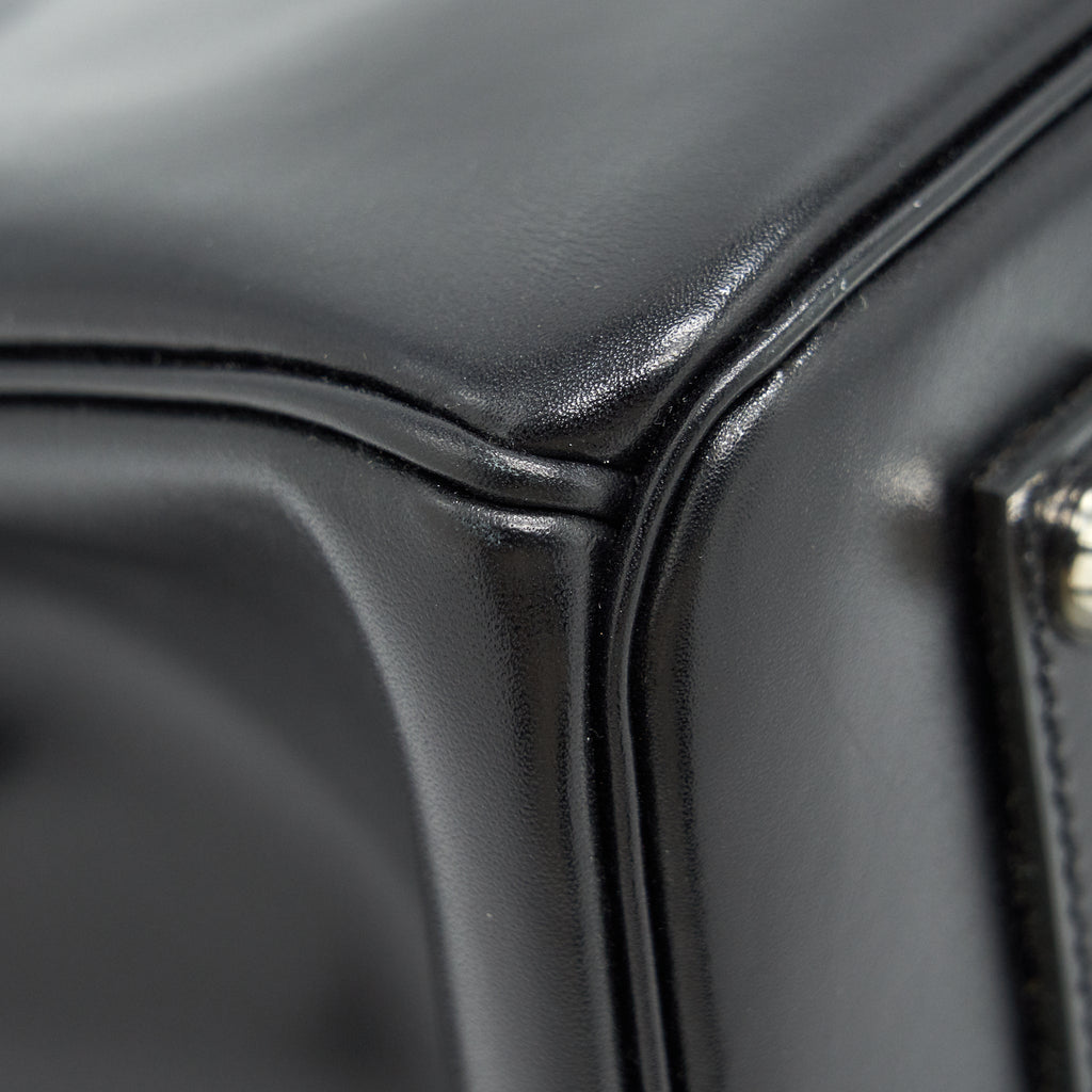HERMES BIRKIN 35  BOX LEATHER BLACK WITH PALLADIUM GUILLOCHE HARDWARE