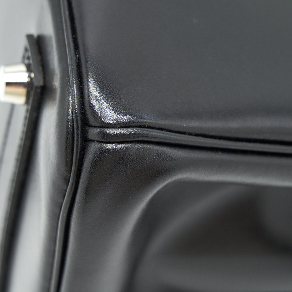 HERMES BIRKIN 35  BOX LEATHER BLACK WITH PALLADIUM GUILLOCHE HARDWARE