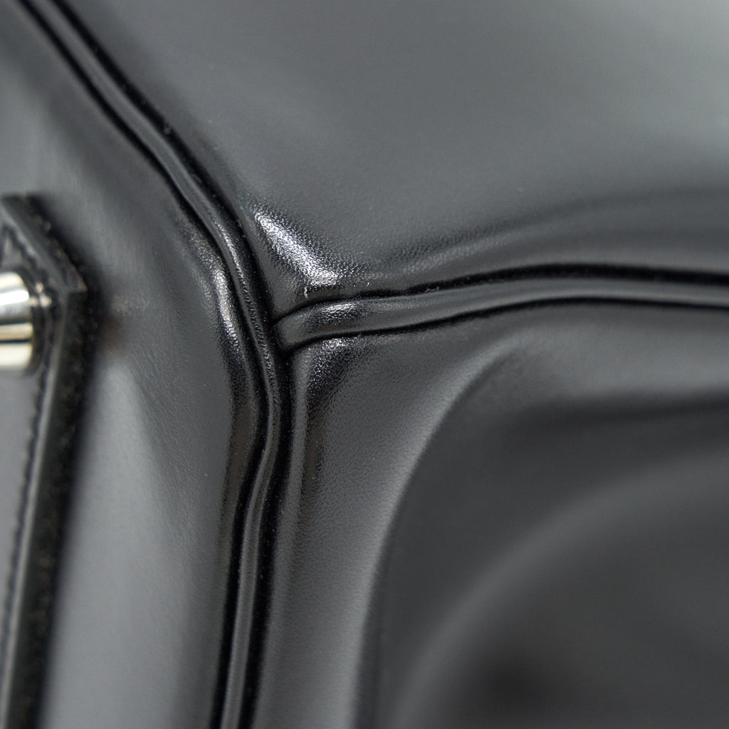 HERMES BIRKIN 35  BOX LEATHER BLACK WITH PALLADIUM GUILLOCHE HARDWARE