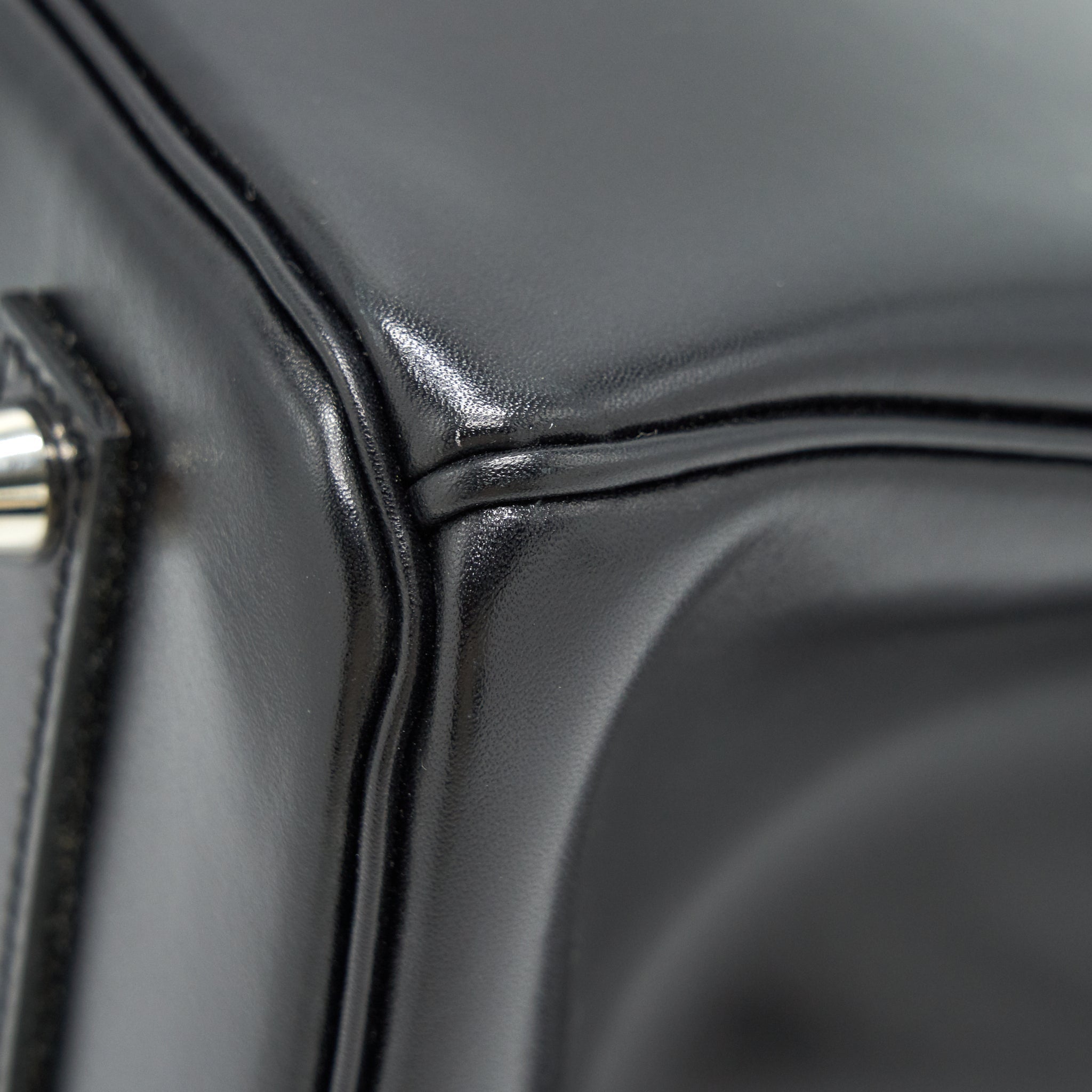 HERMES BIRKIN 35  BOX LEATHER BLACK WITH PALLADIUM GUILLOCHE HARDWARE