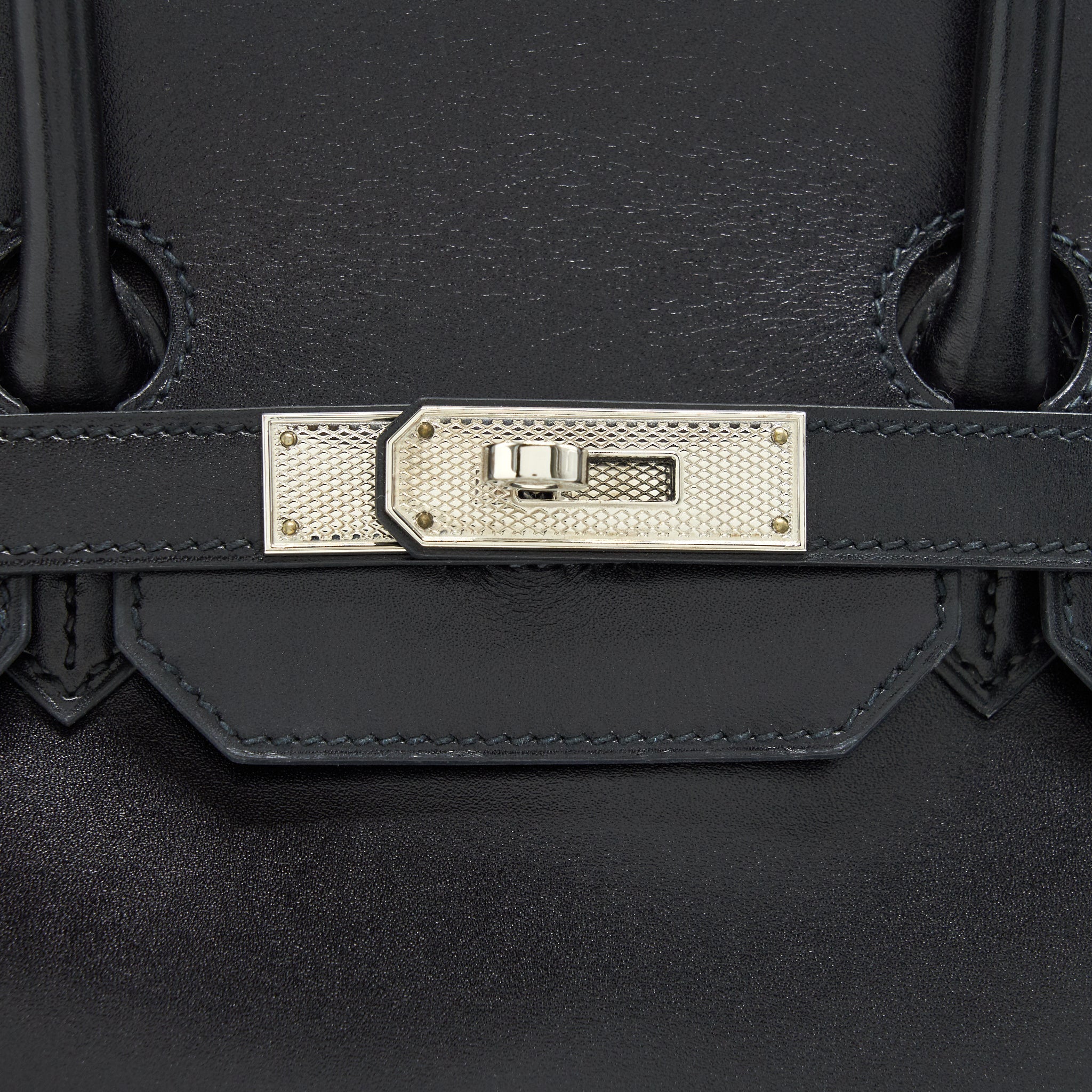 HERMES BIRKIN 35  BOX LEATHER BLACK WITH PALLADIUM GUILLOCHE HARDWARE
