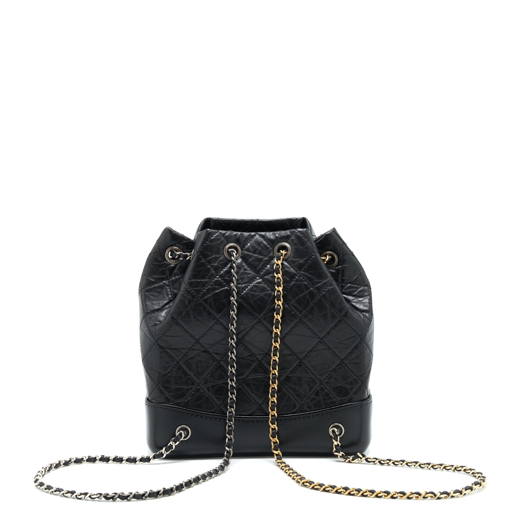 SMALL GABRIELLE BACKPACK CALFSKIN BLACK WITH MULTICOLOUR HARDWARE (MICROCHIP)