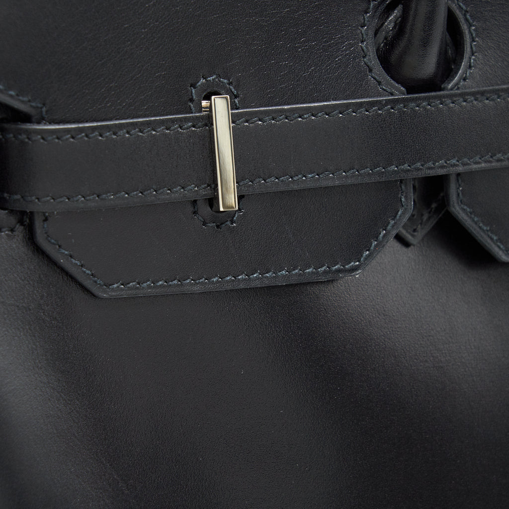 HERMES BIRKIN 35  BOX LEATHER BLACK WITH PALLADIUM GUILLOCHE HARDWARE