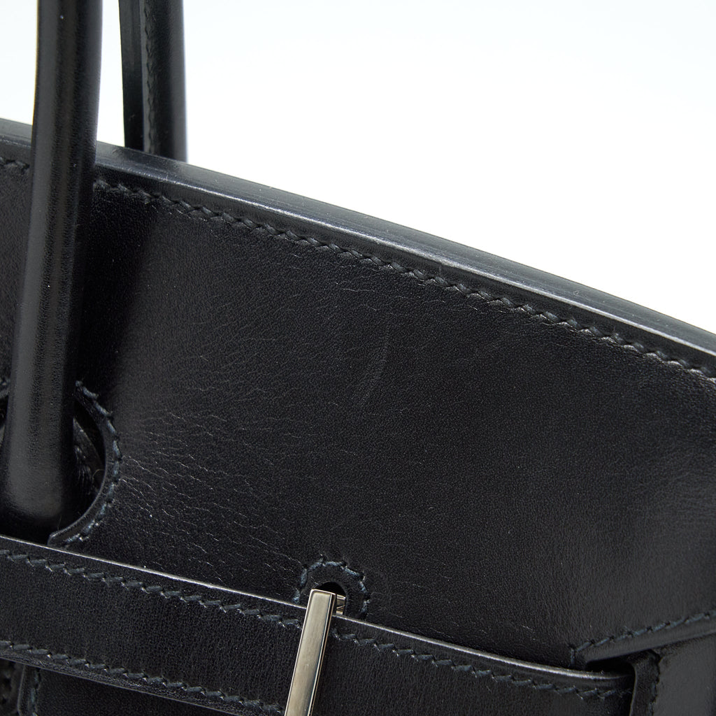 HERMES BIRKIN 35  BOX LEATHER BLACK WITH PALLADIUM GUILLOCHE HARDWARE