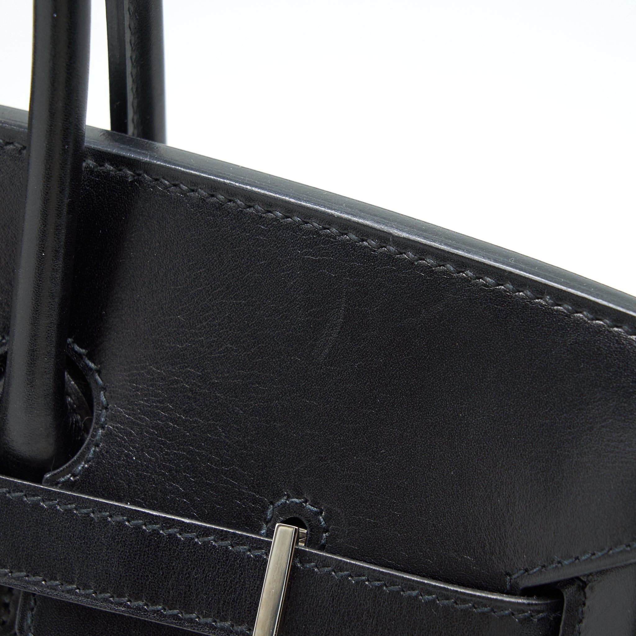 HERMES BIRKIN 35  BOX LEATHER BLACK WITH PALLADIUM GUILLOCHE HARDWARE