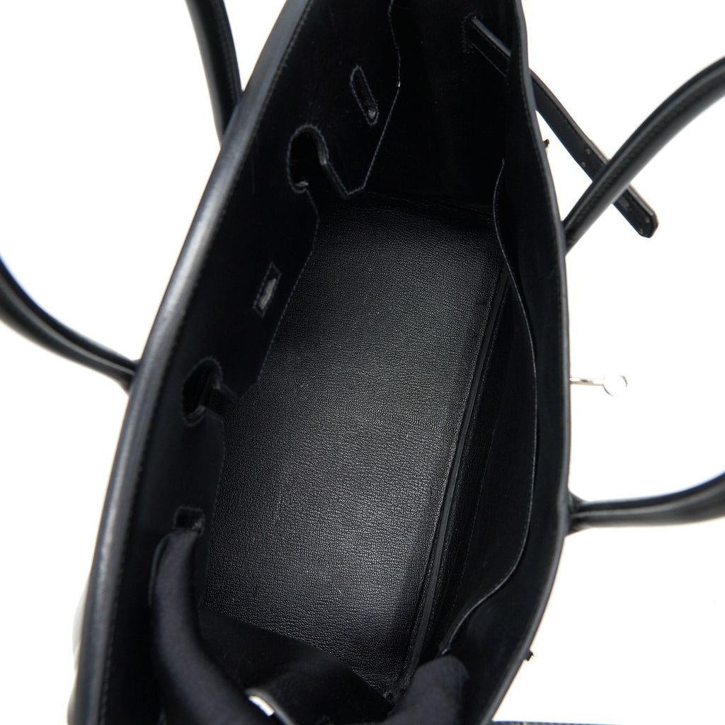 HERMES BIRKIN 35  BOX LEATHER BLACK WITH PALLADIUM GUILLOCHE HARDWARE