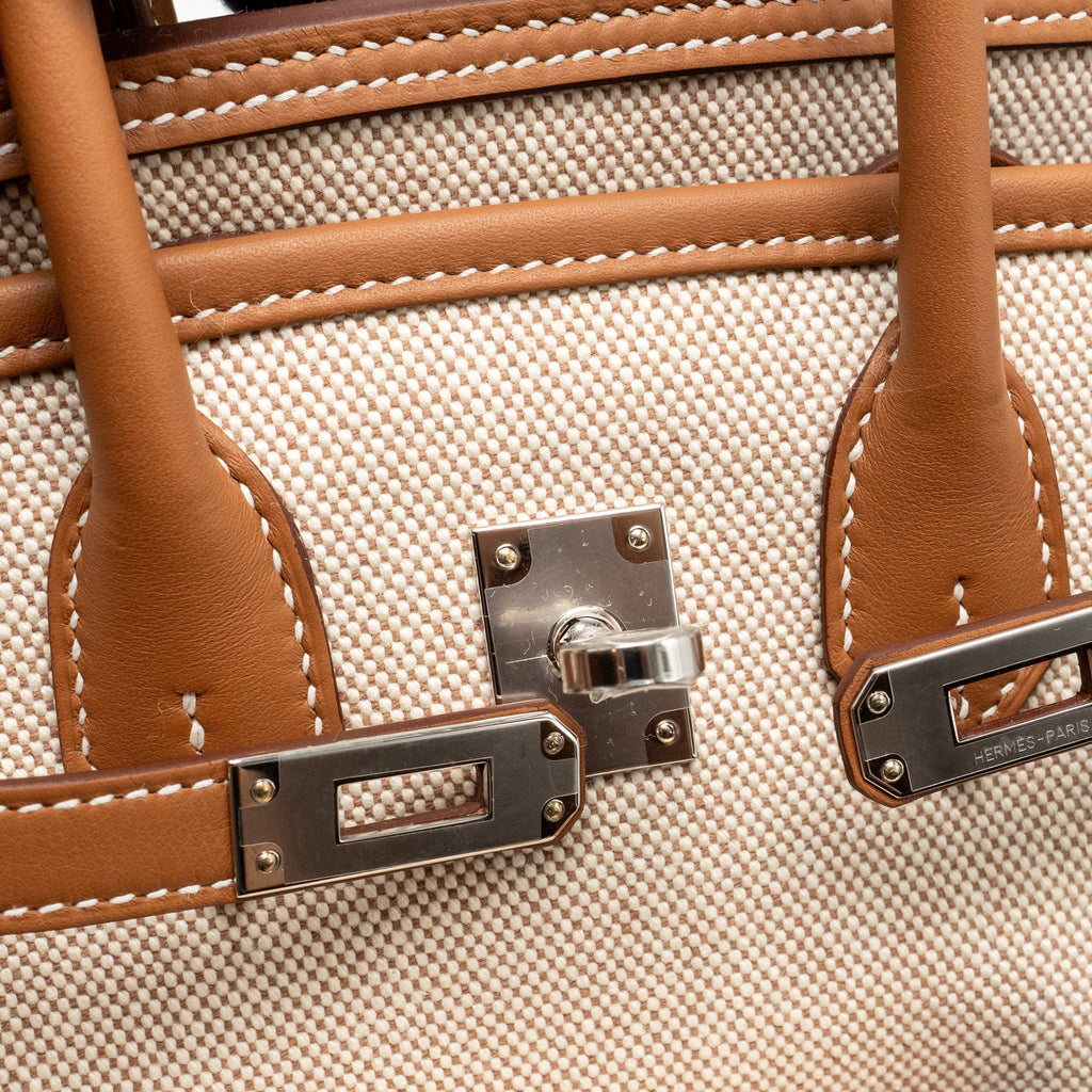 HERMES BIRKIN 25 CARGO TOILE H/SWIFT ECRU-BEIGE/GOLD SHW