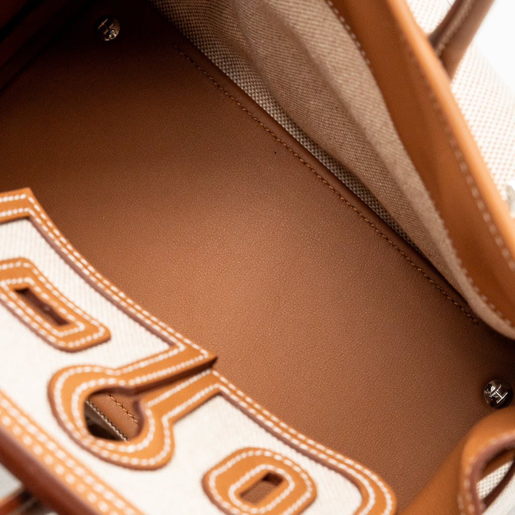 HERMES BIRKIN 25 CARGO TOILE H/SWIFT ECRU-BEIGE/GOLD SHW