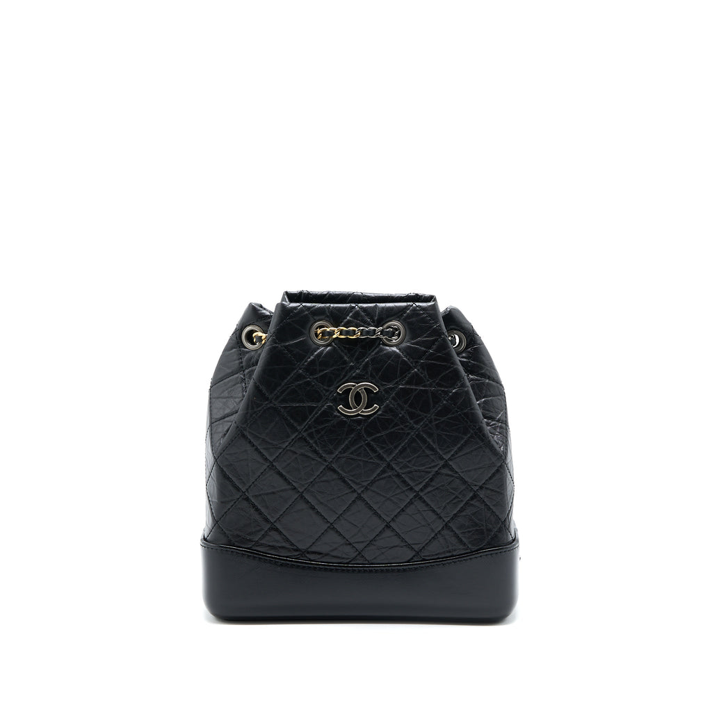 SMALL GABRIELLE BACKPACK AGED CALFSKIN BLACK MULTICOLOUR HARDWARE (MICROCHIP)
