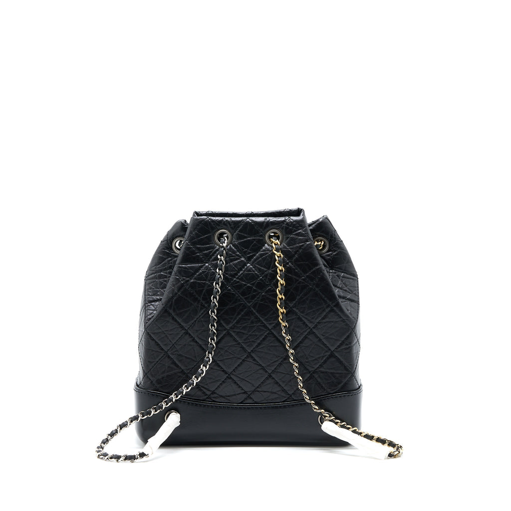 SMALL GABRIELLE BACKPACK AGED CALFSKIN BLACK MULTICOLOUR HARDWARE (MICROCHIP)