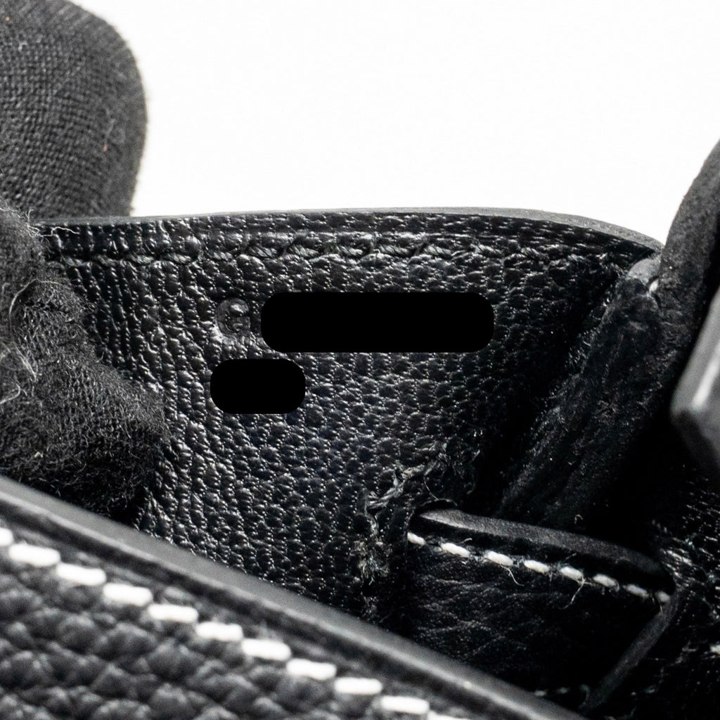 HERMES BIRKIN 25 SPECIAL ORDER TOGO BLACK/WHITE STITCHING BRUSHED SHW