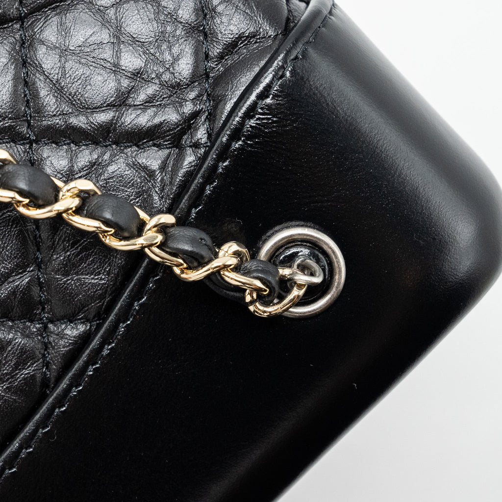 SMALL GABRIELLE BACKPACK AGED CALFSKIN BLACK RUTHENIUM HARDWARE (MICROCHIP)