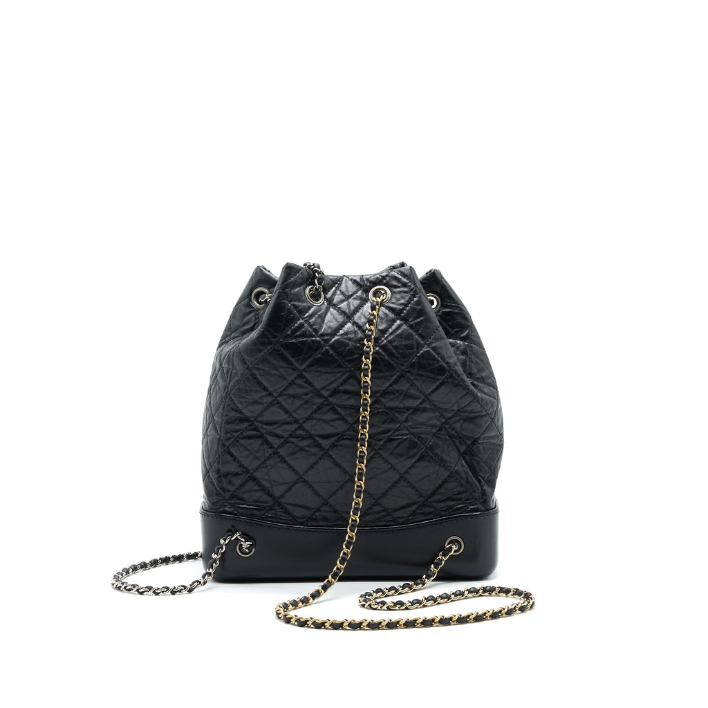 GABRIELLE BACKPACK AGED CALFSKIN/ SMOOTH CALFSKIN BLACK RUTHENIUM HARDWARE