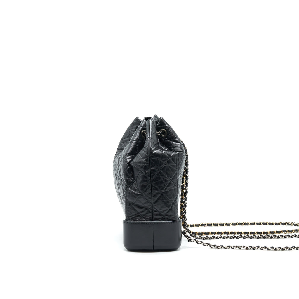 GABRIELLE BACKPACK AGED CALFSKIN/ SMOOTH CALFSKIN BLACK RUTHENIUM HARDWARE