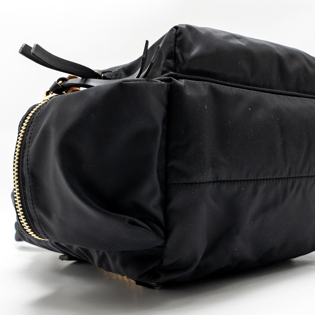 MEDIUM RUCKSACK BACKPACK NYLON BLACK/CARAMEL GHW