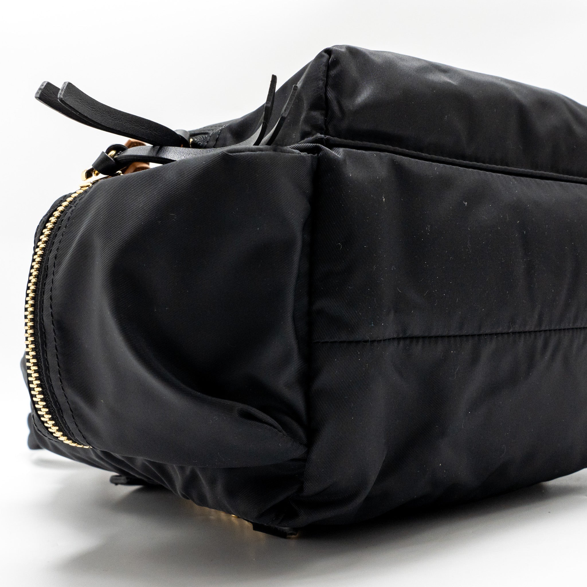 MEDIUM RUCKSACK BACKPACK NYLON BLACK/CARAMEL GHW