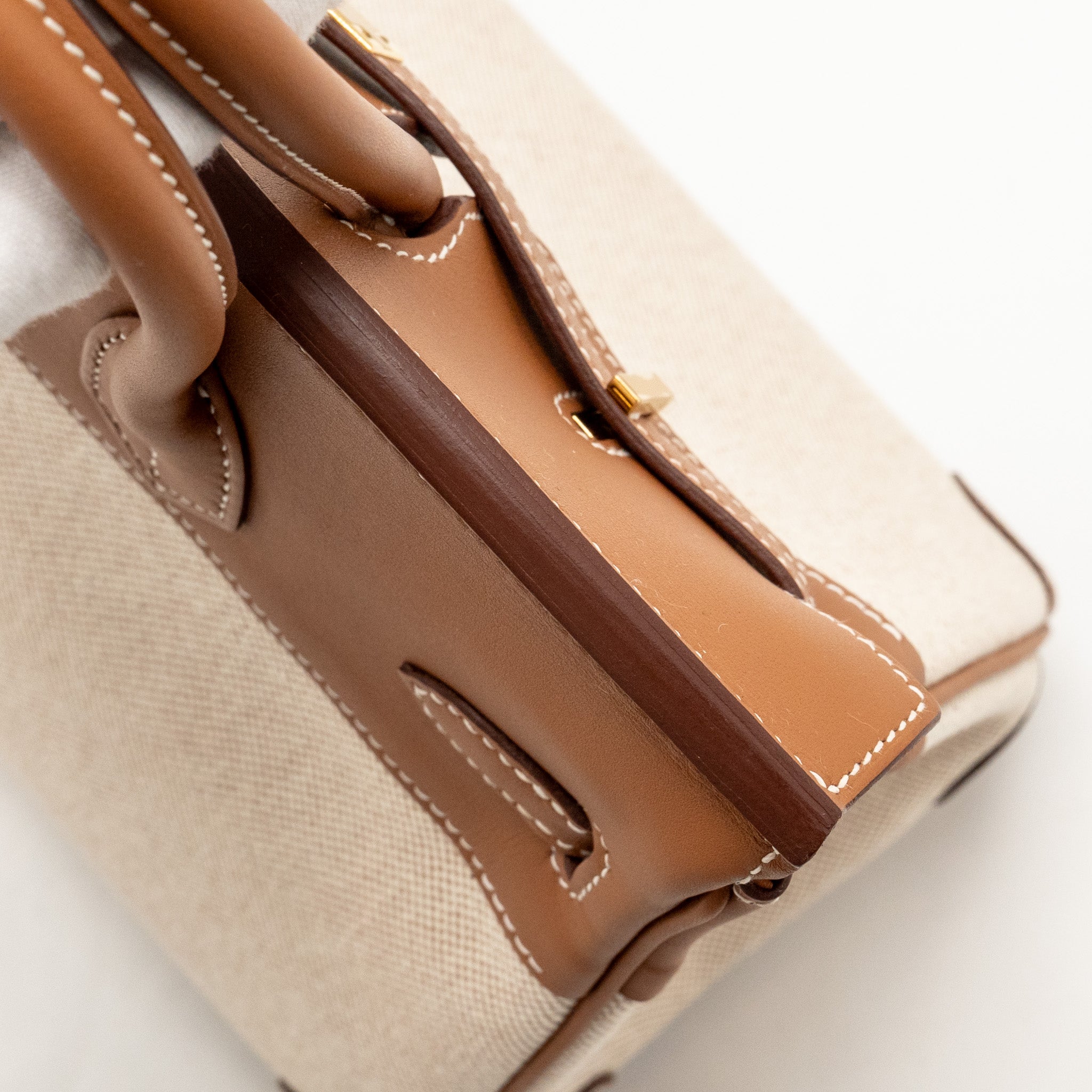 HERMES BIRKIN 25 TOILE H CANVAS / SWIFT LEATHER ECRU-BEIGE / GOLD GHW