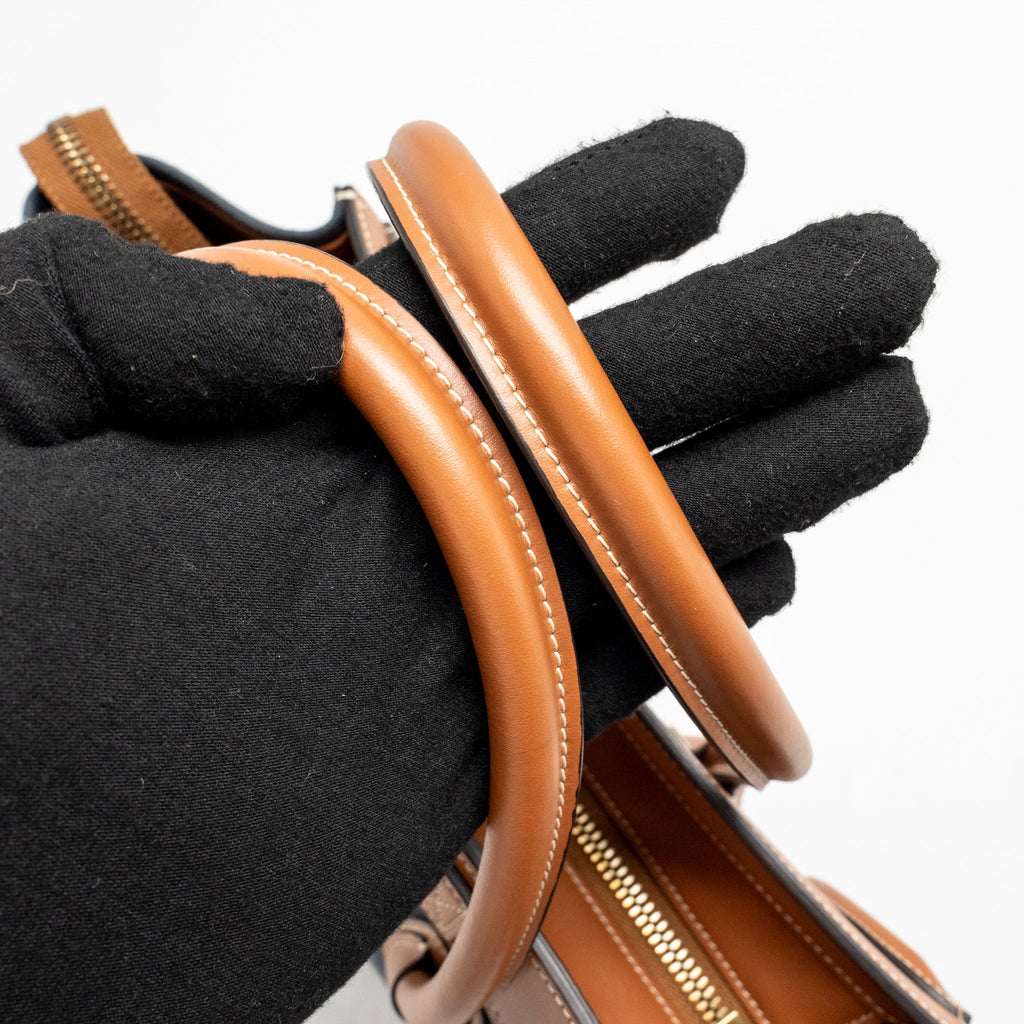 MICRO LUGGAGE BAG CALFSKIN/DENIM NAVY/TAN GHW
