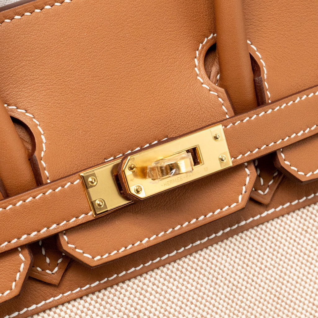 HERMES BIRKIN 25 TOILE H CANVAS / SWIFT LEATHER ECRU-BEIGE / GOLD GHW