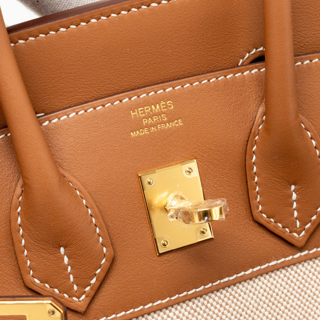 HERMES BIRKIN 25 TOILE H CANVAS / SWIFT LEATHER ECRU-BEIGE / GOLD GHW