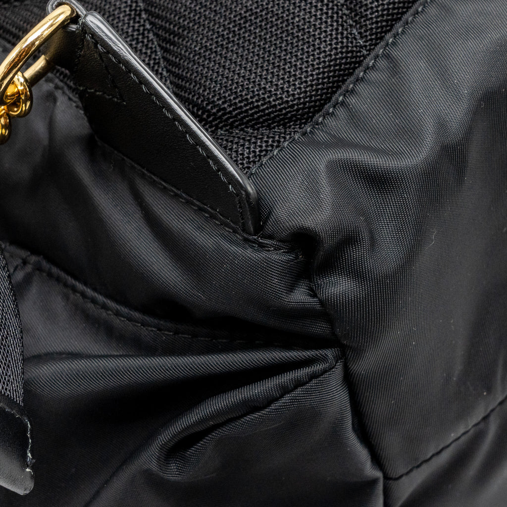 MEDIUM RUCKSACK BACKPACK NYLON BLACK/CARAMEL GHW