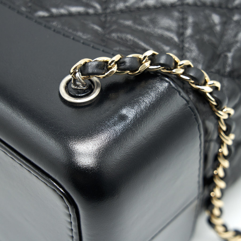 GABRIELLE BACKPACK AGED CALFSKIN/ SMOOTH CALFSKIN BLACK RUTHENIUM HARDWARE