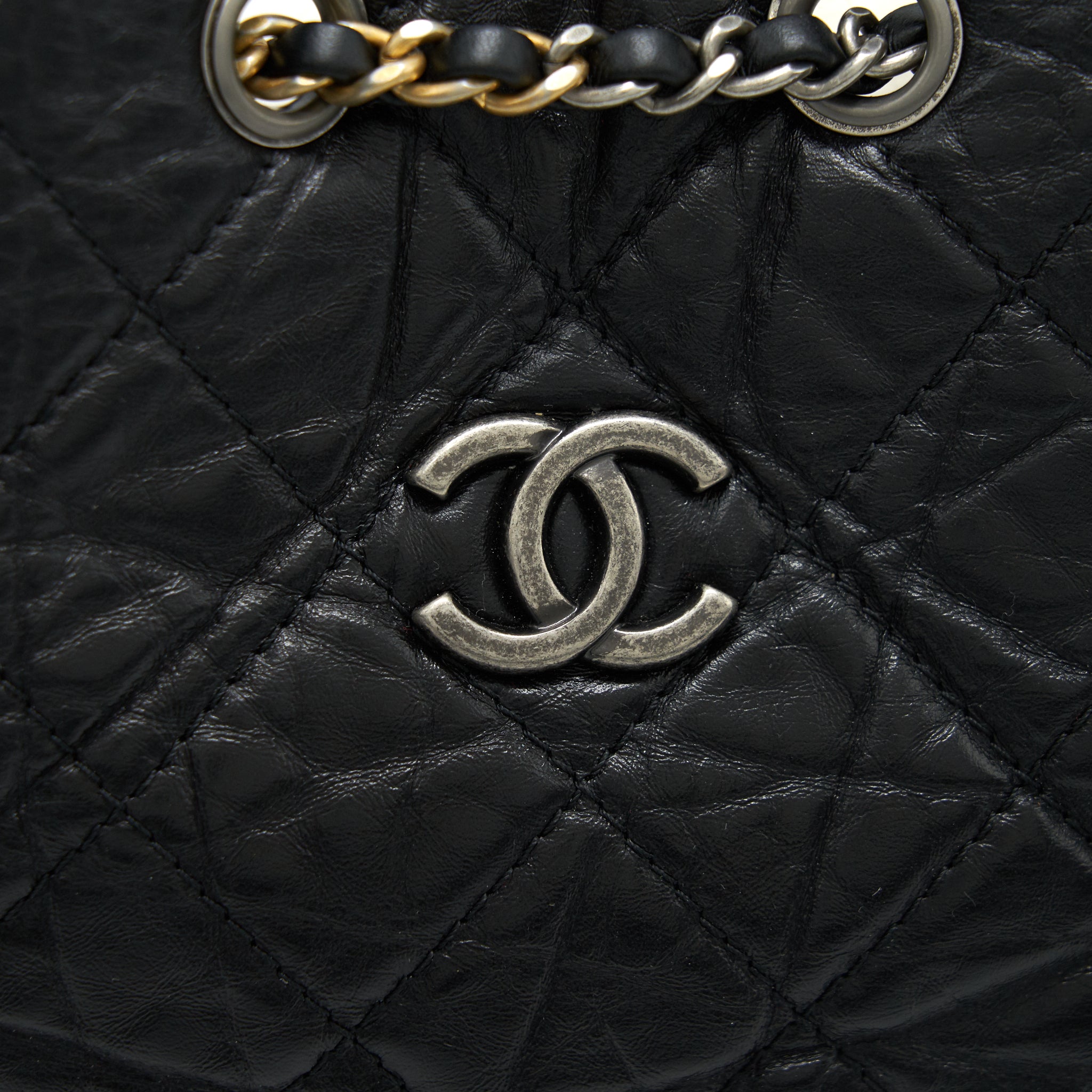 GABRIELLE BACKPACK AGED CALFSKIN/ SMOOTH CALFSKIN BLACK RUTHENIUM HARDWARE