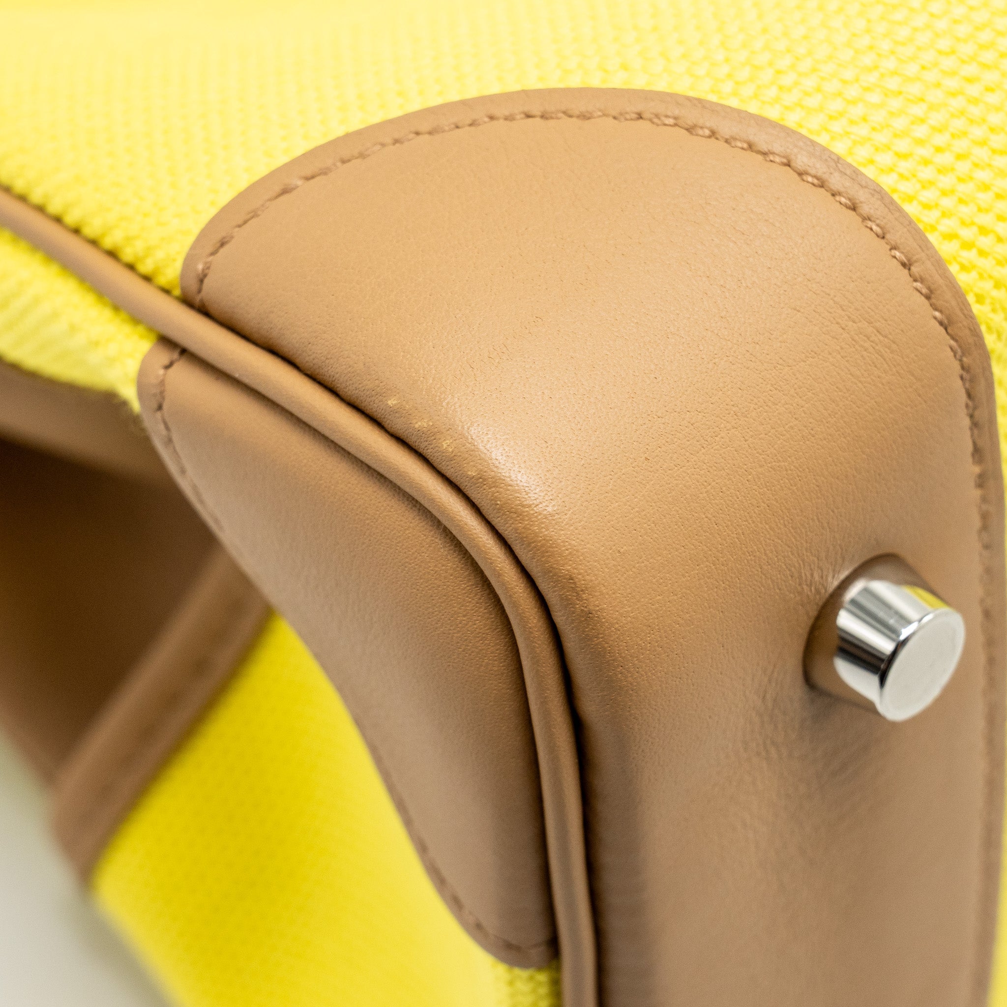 HERMES BIRKIN 25 CARGO TOILE GOELAND / SWIFT JAUNE CITRON / CHAI SHW