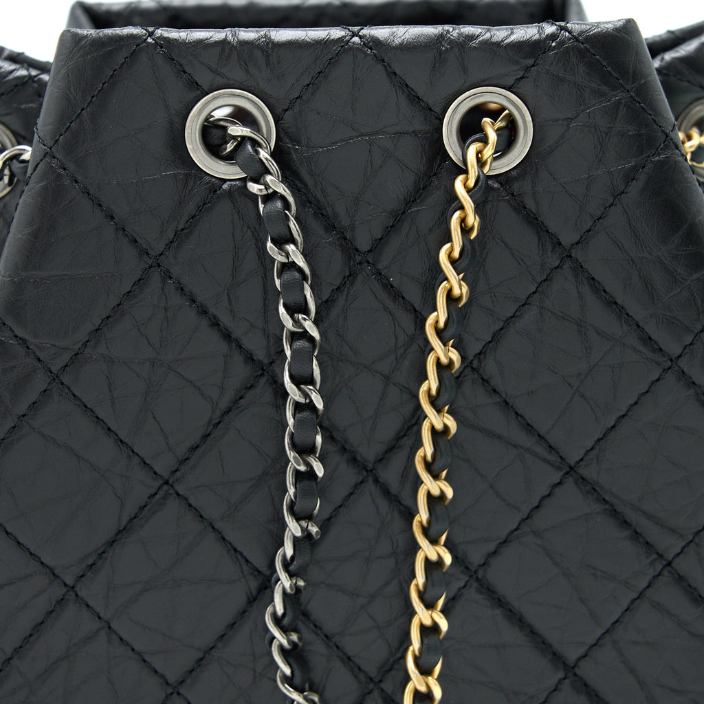 SMALL GABRIELLE BACKPACK AGED CALFSKIN BLACK MULTICOLOUR HARDWARE (MICROCHIP)