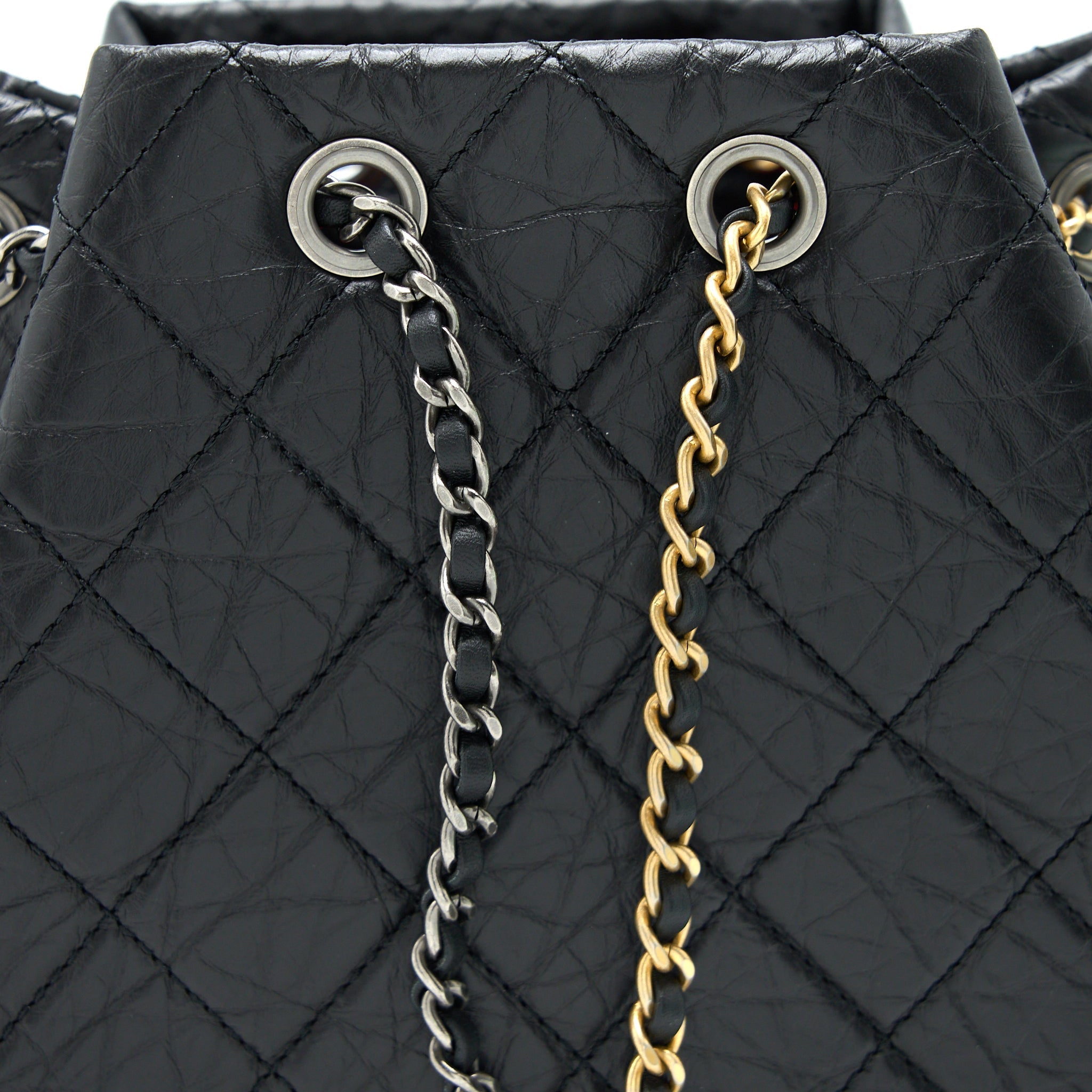 SMALL GABRIELLE BACKPACK AGED CALFSKIN BLACK MULTICOLOUR HARDWARE (MICROCHIP)
