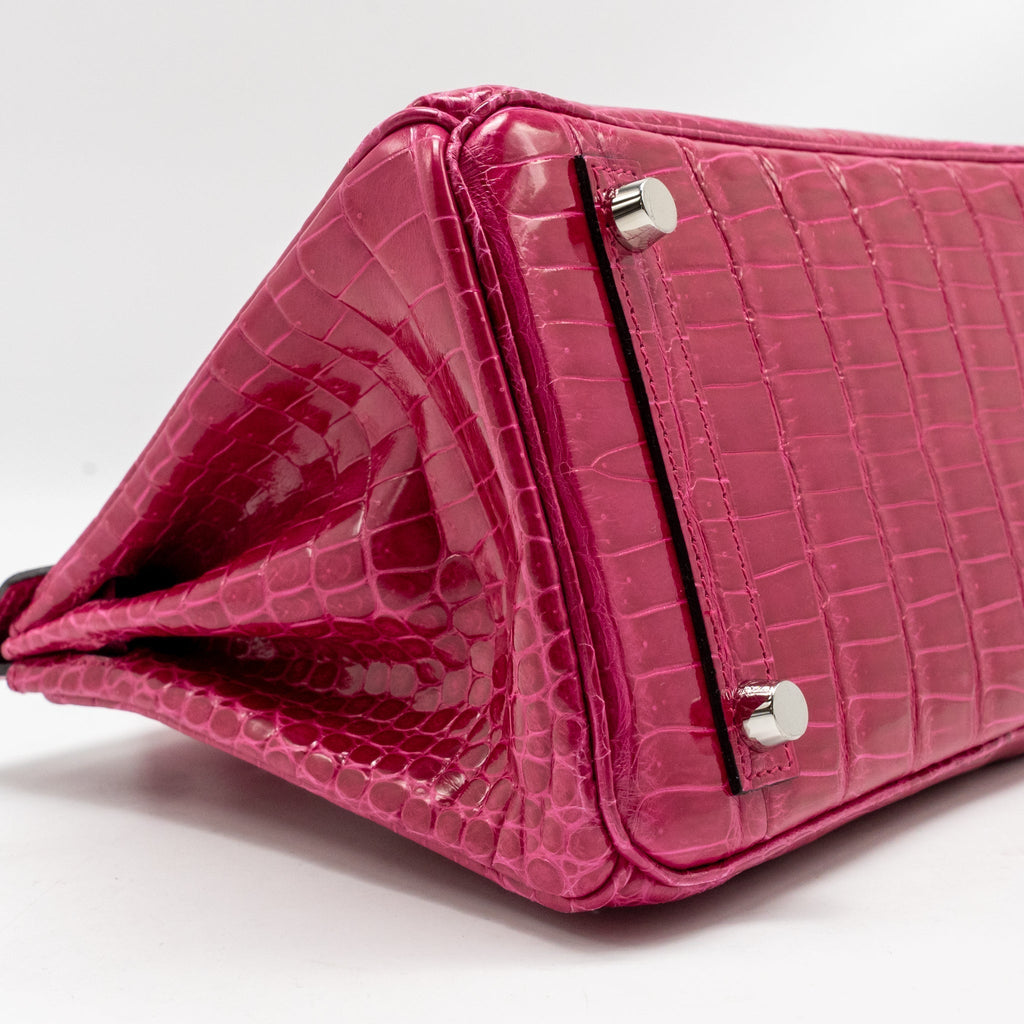 HERMES BIRKIN 25 SHINY CROCODILE POROUS ROSE MEXICO SHW