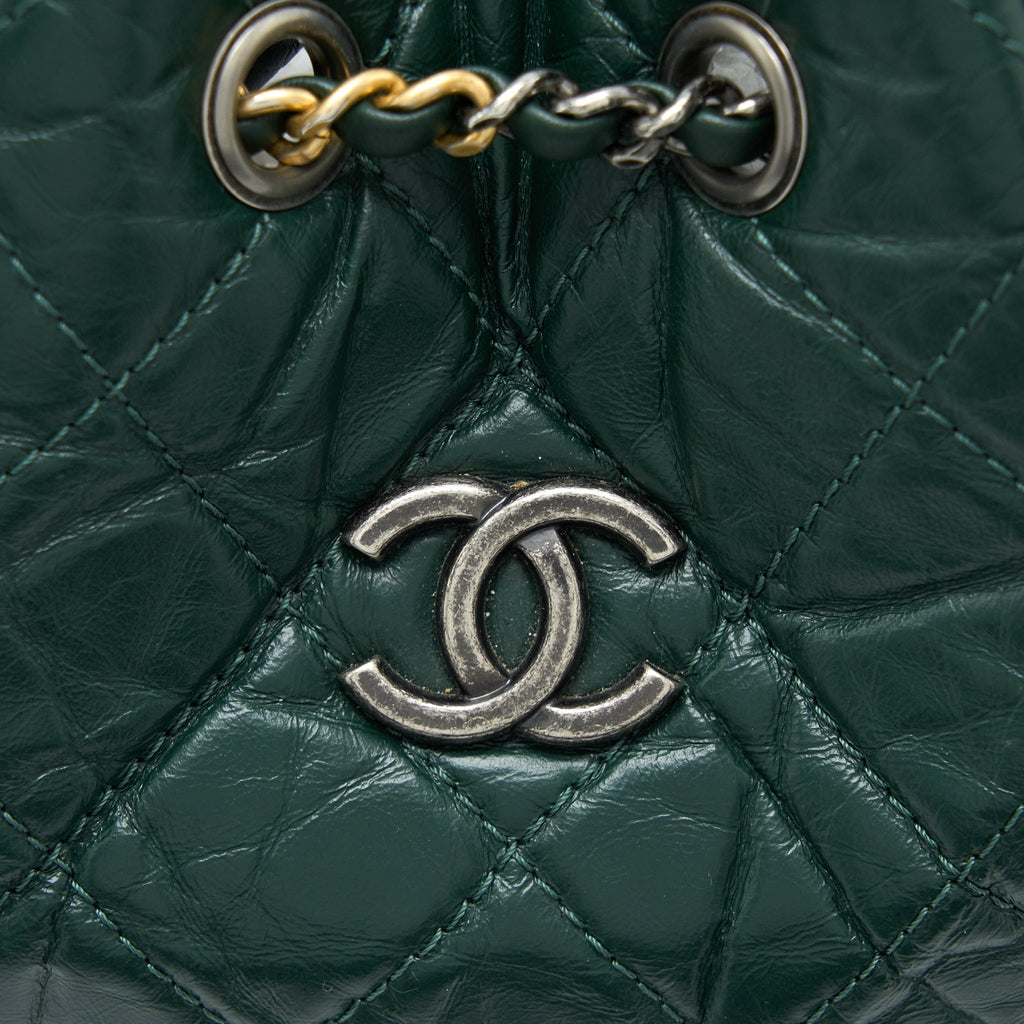 SMALL GABRIELLE BACKPACK CALFSKIN DARK GREEN MULTICOLOUR HARDWARE