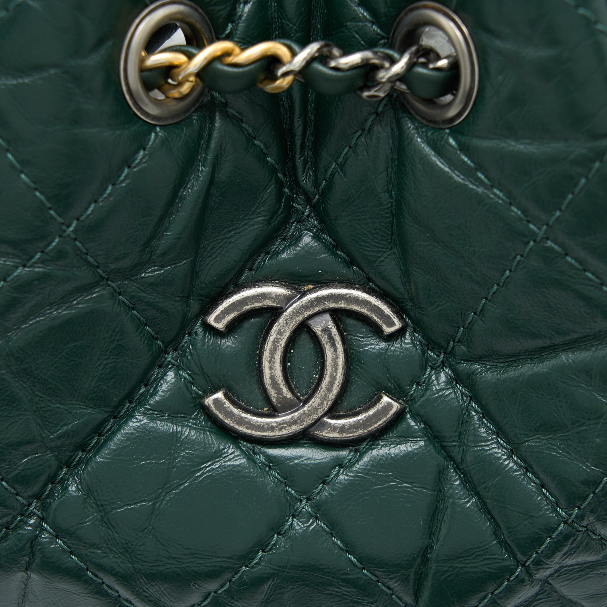 SMALL GABRIELLE BACKPACK CALFSKIN DARK GREEN MULTICOLOUR HARDWARE