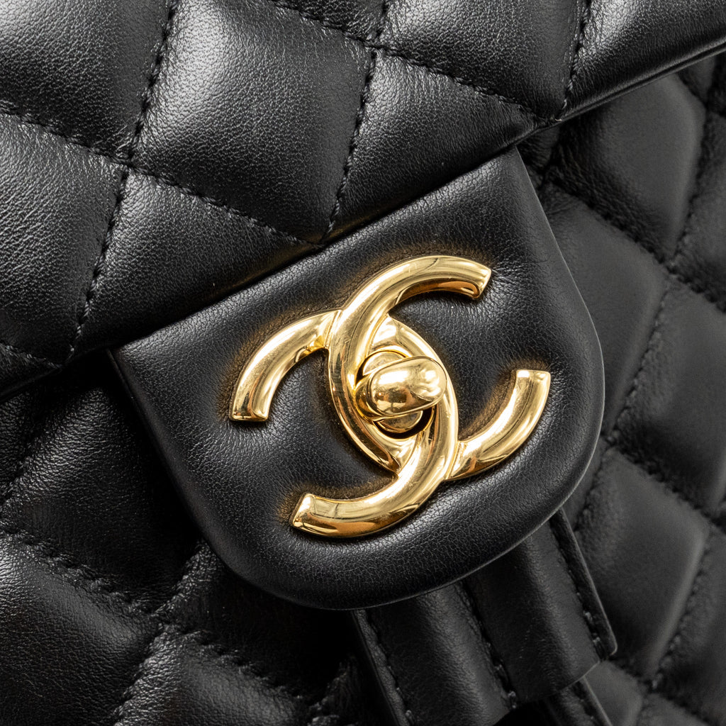URBAN SPIRIT FLAP BACKPACK LAMBSKIN BLACK GHW